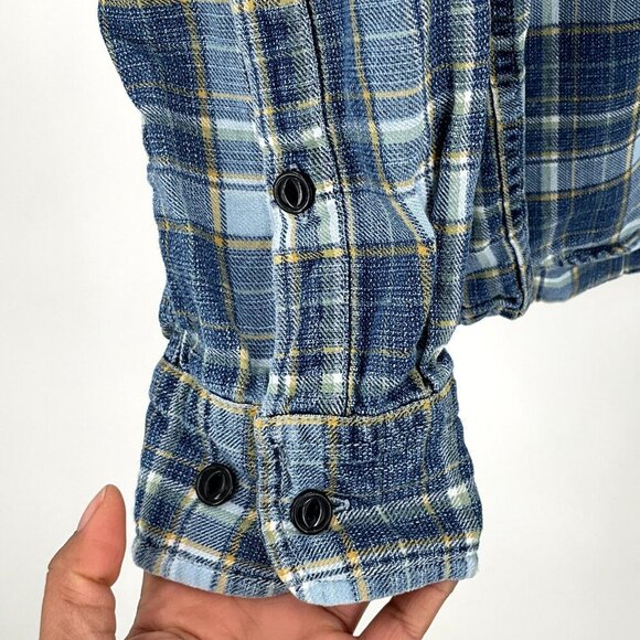 Orvis Shirt Men Large Blue Plaid Button Up 100% Cotton Long Sleeve Active Fit - Picture 6 of 15